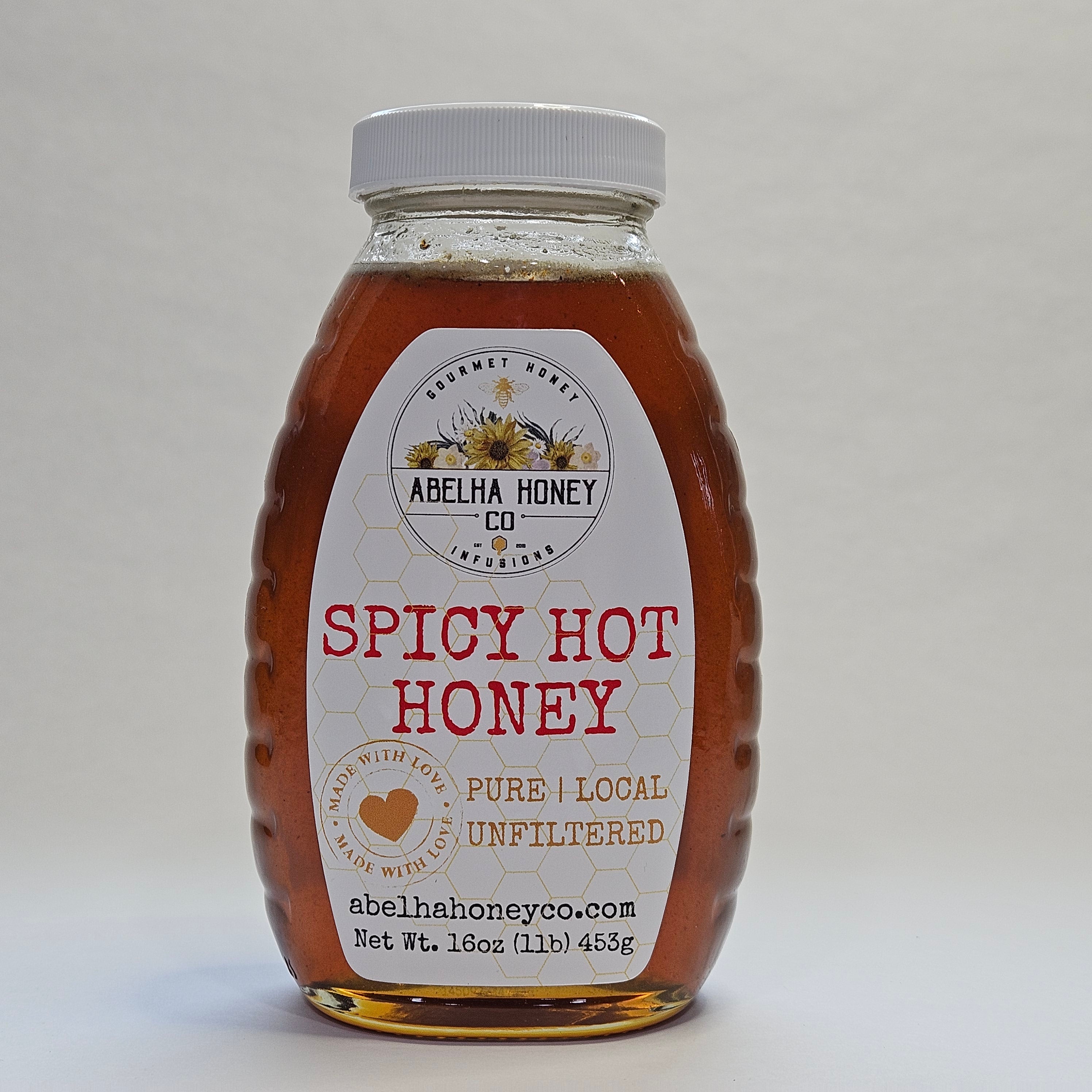Spicy Hot Gourmet Infused Honey | 16oz glass jar | Raw Pure Local | Artisan | Hand Crafted | Small Batch