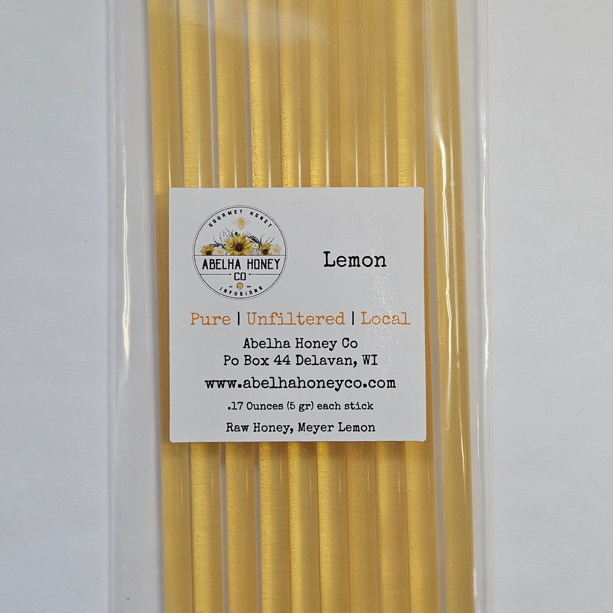 Lemon Gourmet Infused | Honey Sticks | Raw Pure Local | Culinary | Antioxidant | Digestive Aid | Small Batch