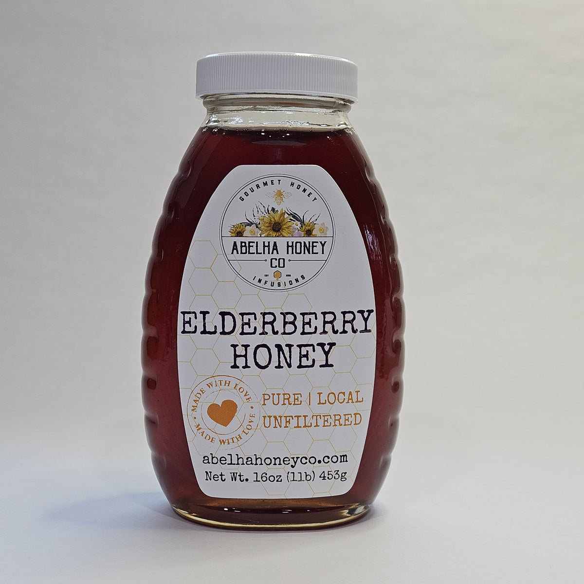 Elderberry Gourmet Infused Honey | 16oz glass jar | Raw Pure Local | Immune Support | Antioxidant | Small Batches | Gift | Sustainable
