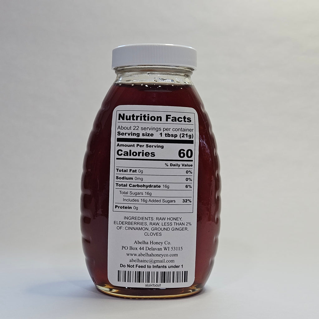 Elderberry Gourmet Infused Honey | 16oz glass jar | Raw Pure Local | Immune Support | Antioxidant | Small Batches | Gift | Sustainable
