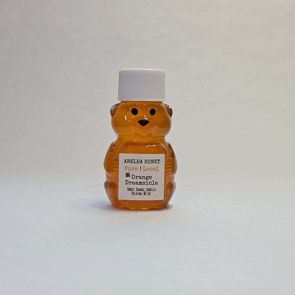 Orange Dreamsicle Gourmet Infused Honey | 2oz Mini Bear | Raw Pure Local | Citrus | Vanilla | Small Batch | Flavored | Sustainable