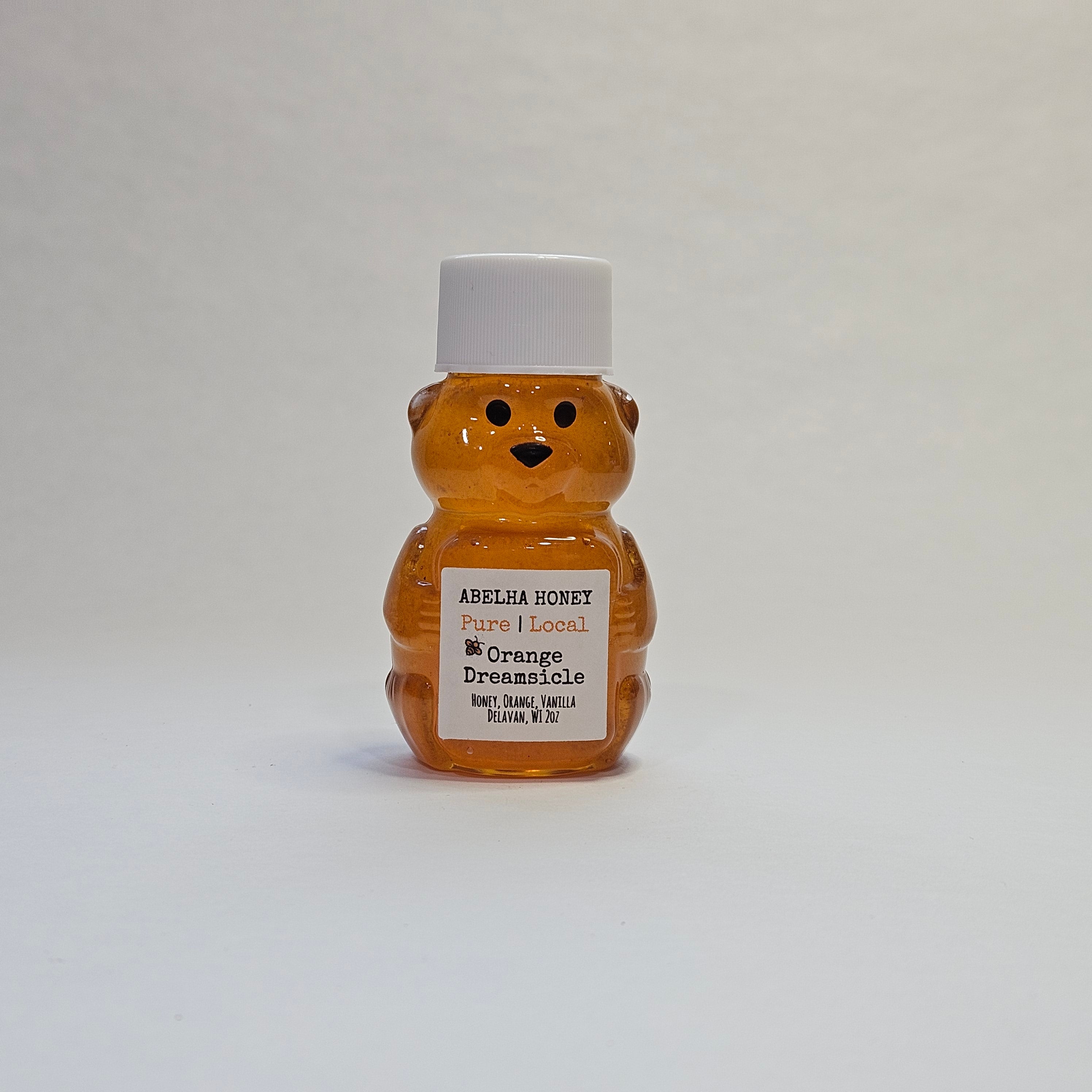 Orange Dreamsicle Gourmet Infused Honey | 2oz Mini Bear | Raw Pure Local | Citrus | Vanilla | Small Batch | Flavored | Sustainable