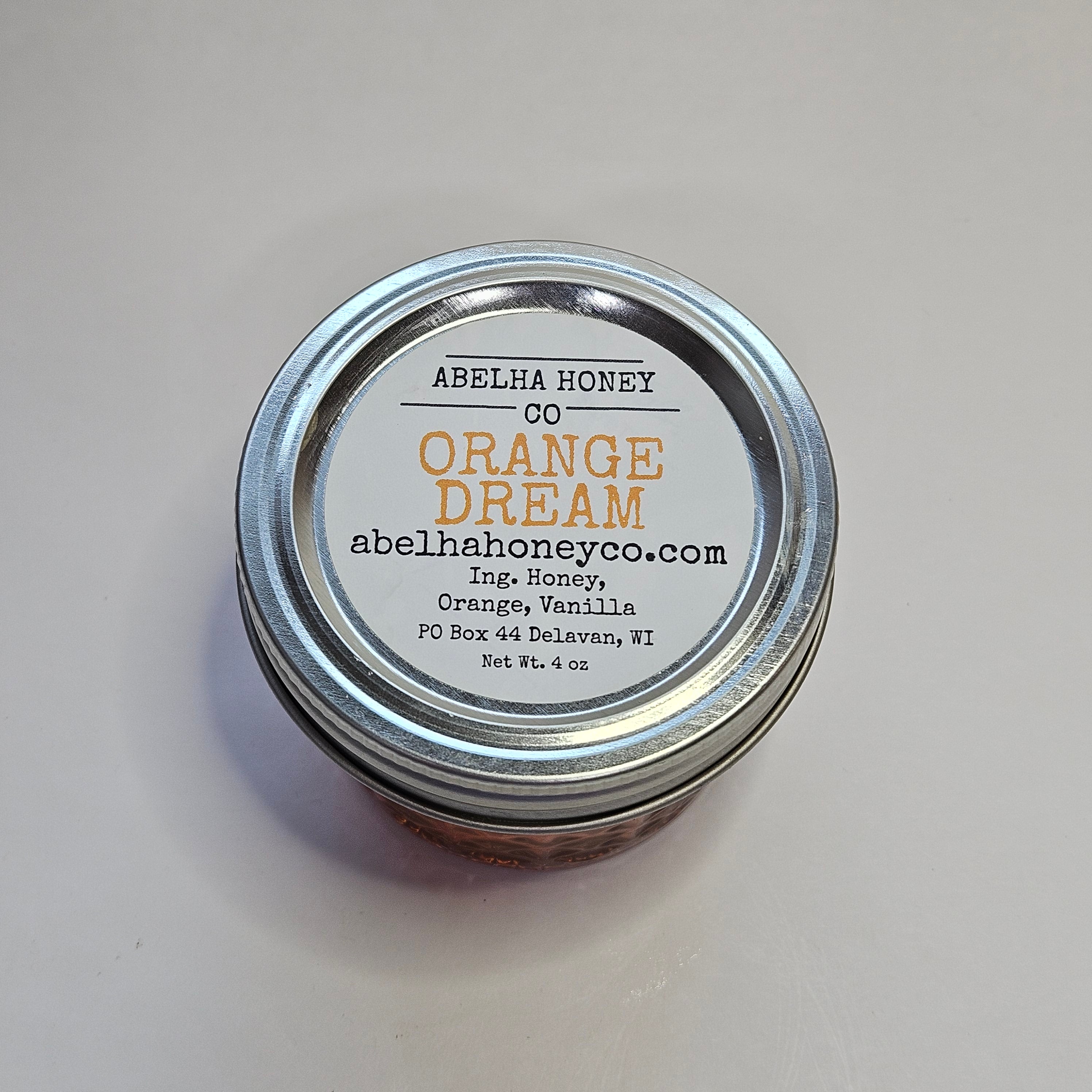 Orange Dreamsicle Gourmet Infused Honey | 4oz Glass Jar | Raw Pure Local | Citrus | Vanilla | Small Batch
