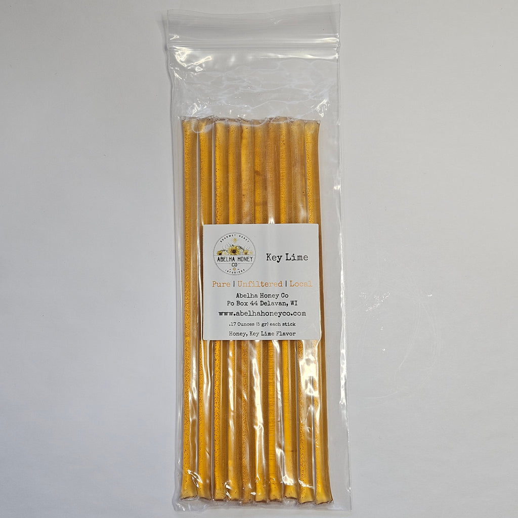 Key Lime Gourmet Infused | Honey Sticks | Raw Pure Local | Artisan | Hand Crafted | Small Batch