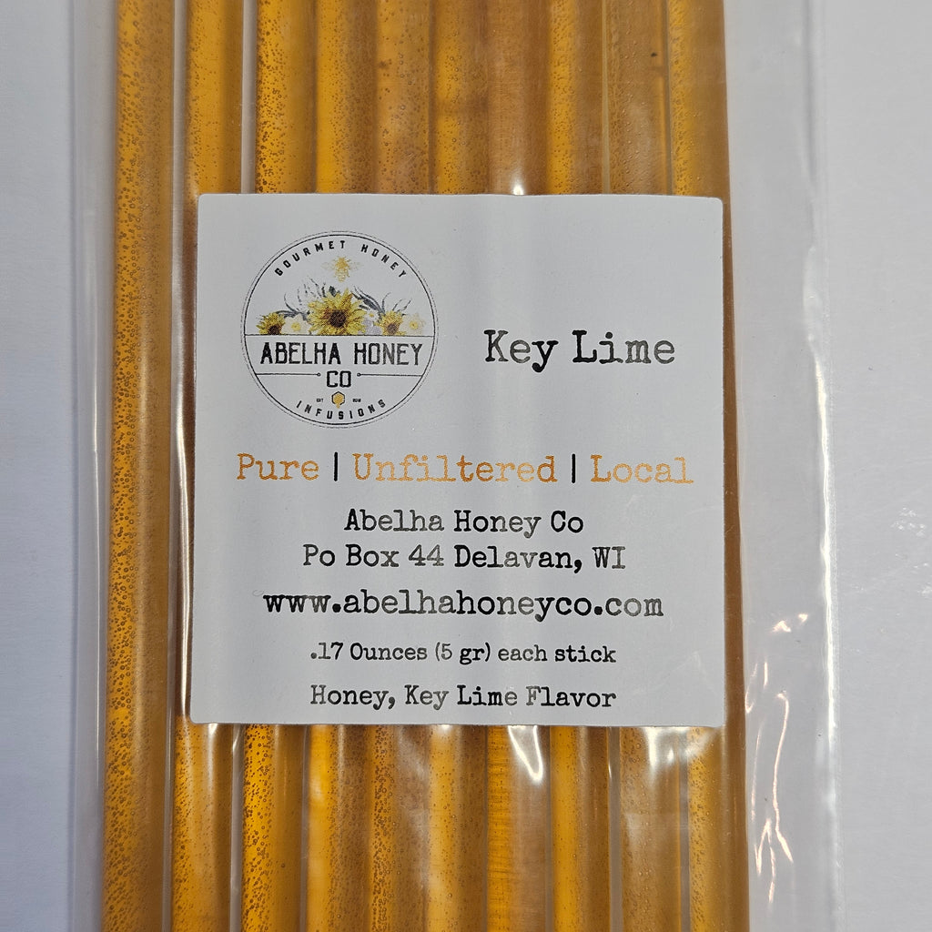 Key Lime Gourmet Infused | Honey Sticks | Raw Pure Local | Artisan | Hand Crafted | Small Batch