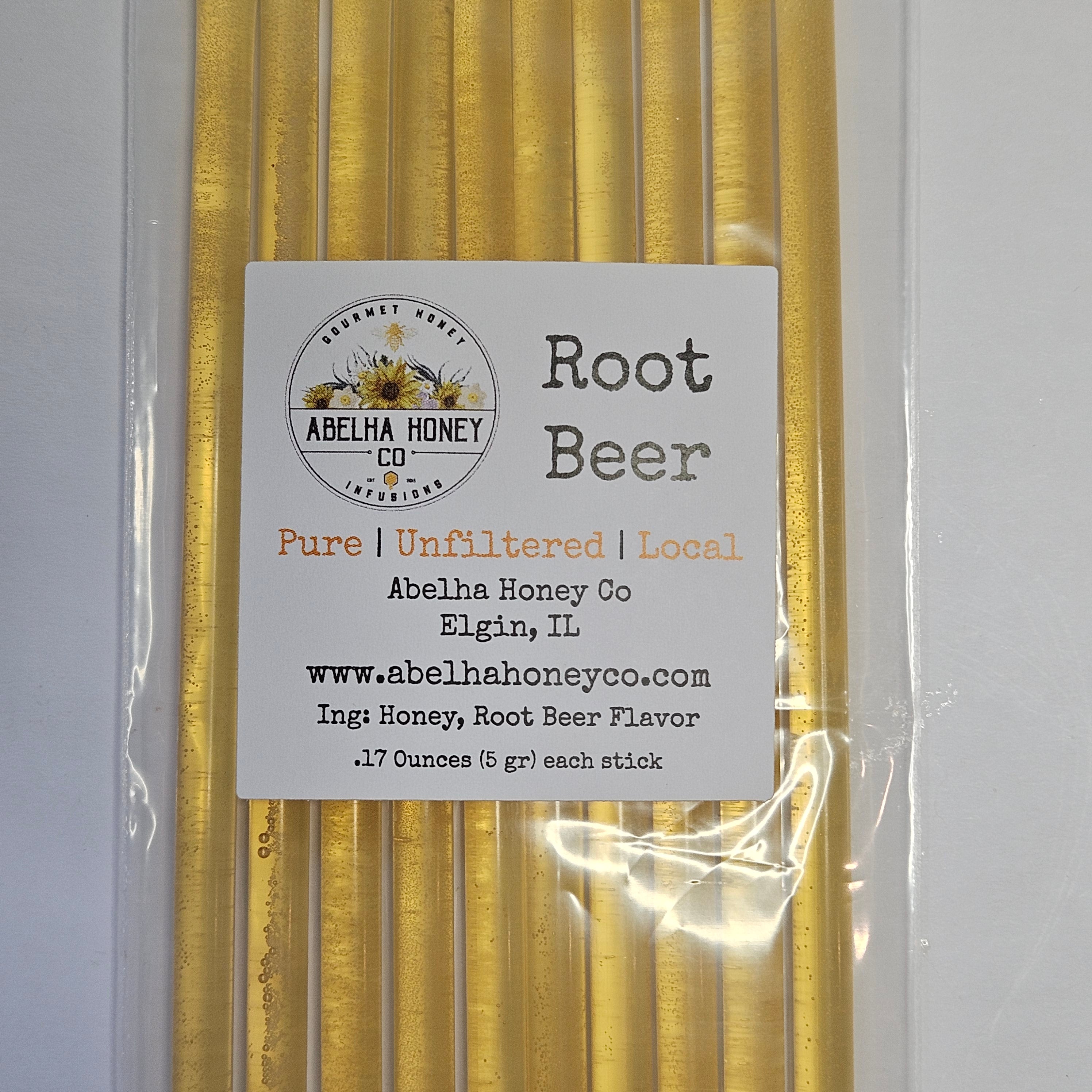 Root Beer Gourmet Infused Honey | Honey Sticks | Raw Pure Local | Artisan | Hand Crafted | Small Batch