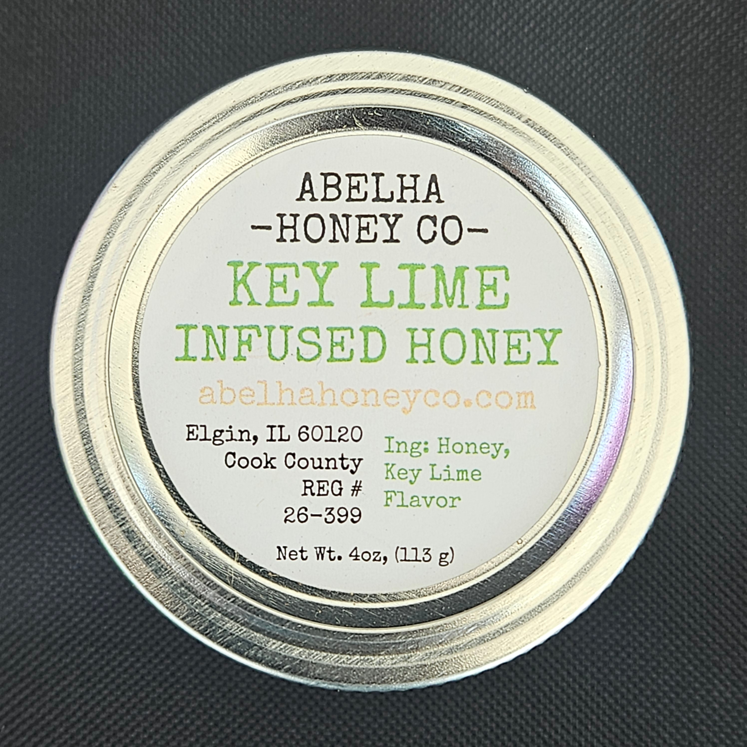 Key Lime Gourmet Infused Honey | 4oz Glass Jar | Raw Pure Local | Citrus | Zesty | Artisan | Small Batch