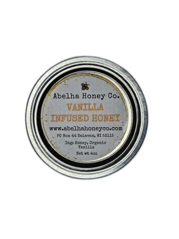 Vanilla Gourmet Infused Honey | 4 oz glass jar | Raw Pure Local | Artisan | Vanilla Bean | Small Batches | Gift | Sustainable image 0