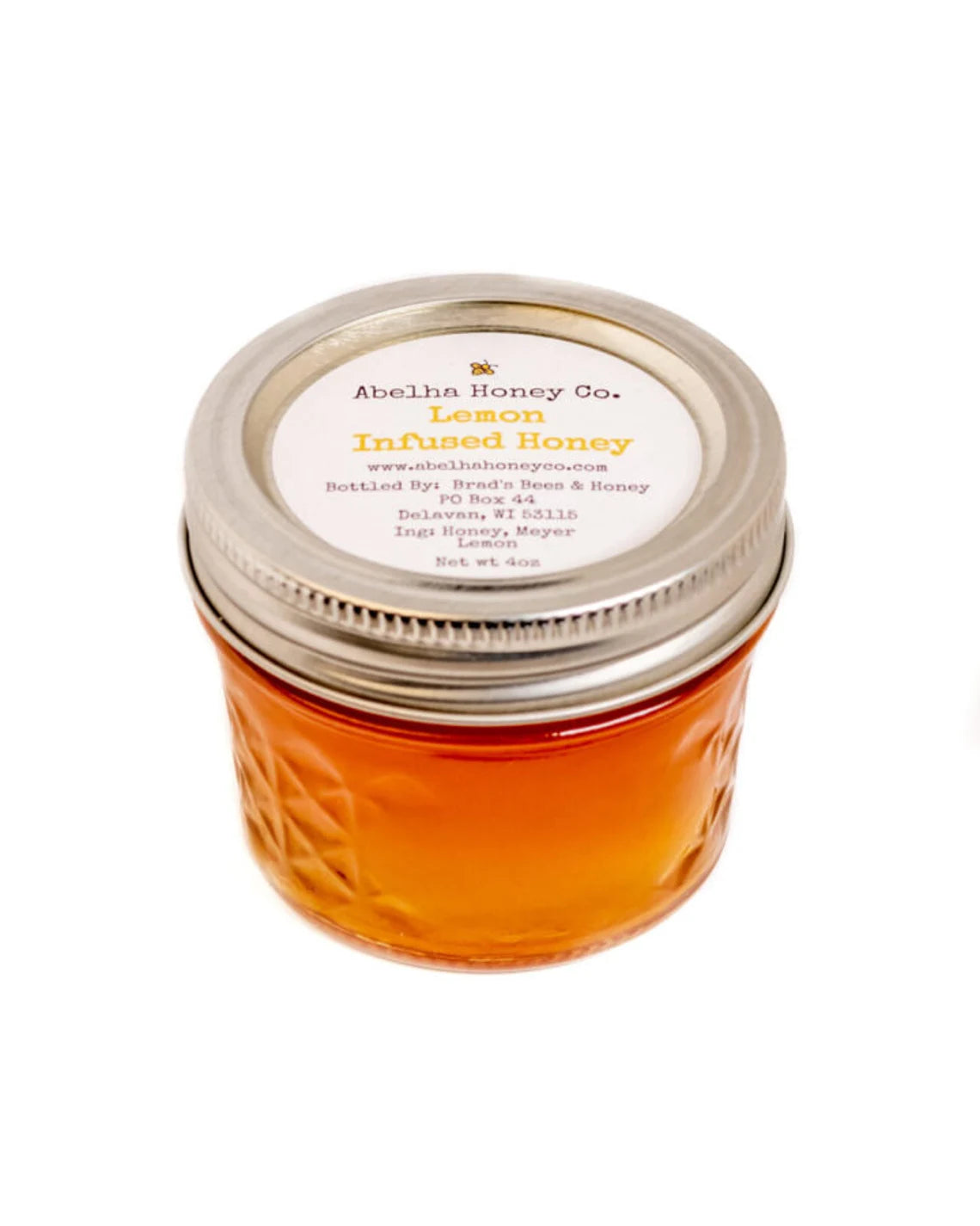 Lemon Gourmet Infused Honey | 4 oz Glass Jar | Raw Pure Local | Culinary | Antioxidant | Digestive Aid | Small Batch image 0