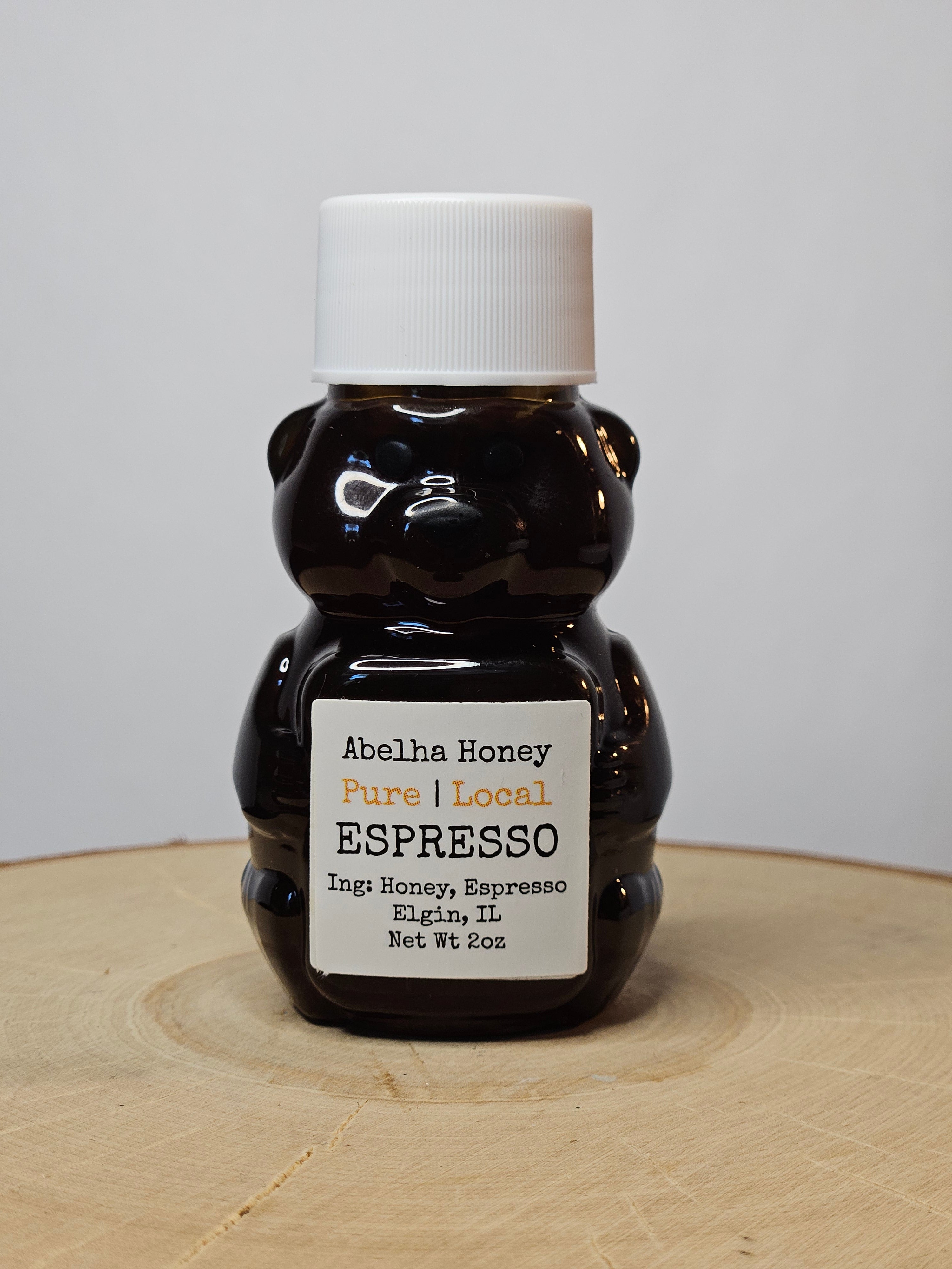 Espresso Gourmet Infused Honey | 2oz Mini Bear | Raw Pure Local | Dark Roast | Antioxidant | Small Batch