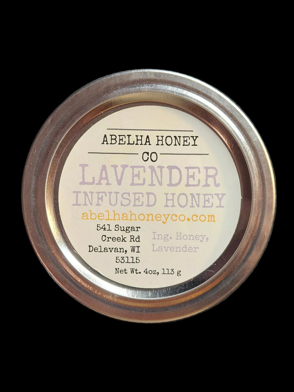 Lavender Gourmet Infused Honey | 4oz Glass Jar | Raw Pure Local | Organic | Artisan | Small Batch | Antioxidant | Sleep Gift | Sustainable