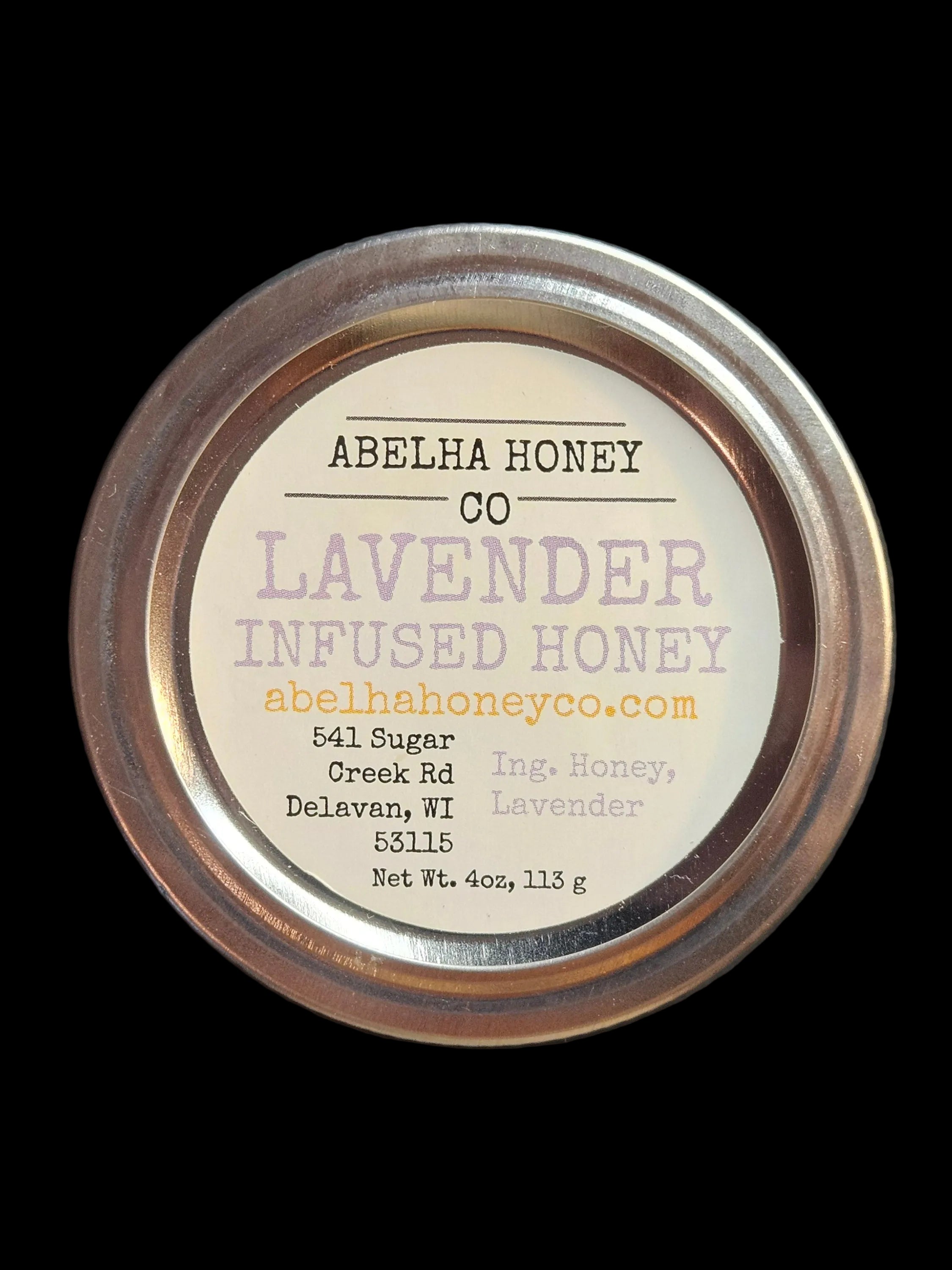 Lavender Gourmet Infused Honey | 4oz Glass Jar | Raw Pure Local | Organic | Artisan | Small Batch | Antioxidant | Sleep Gift | Sustainable