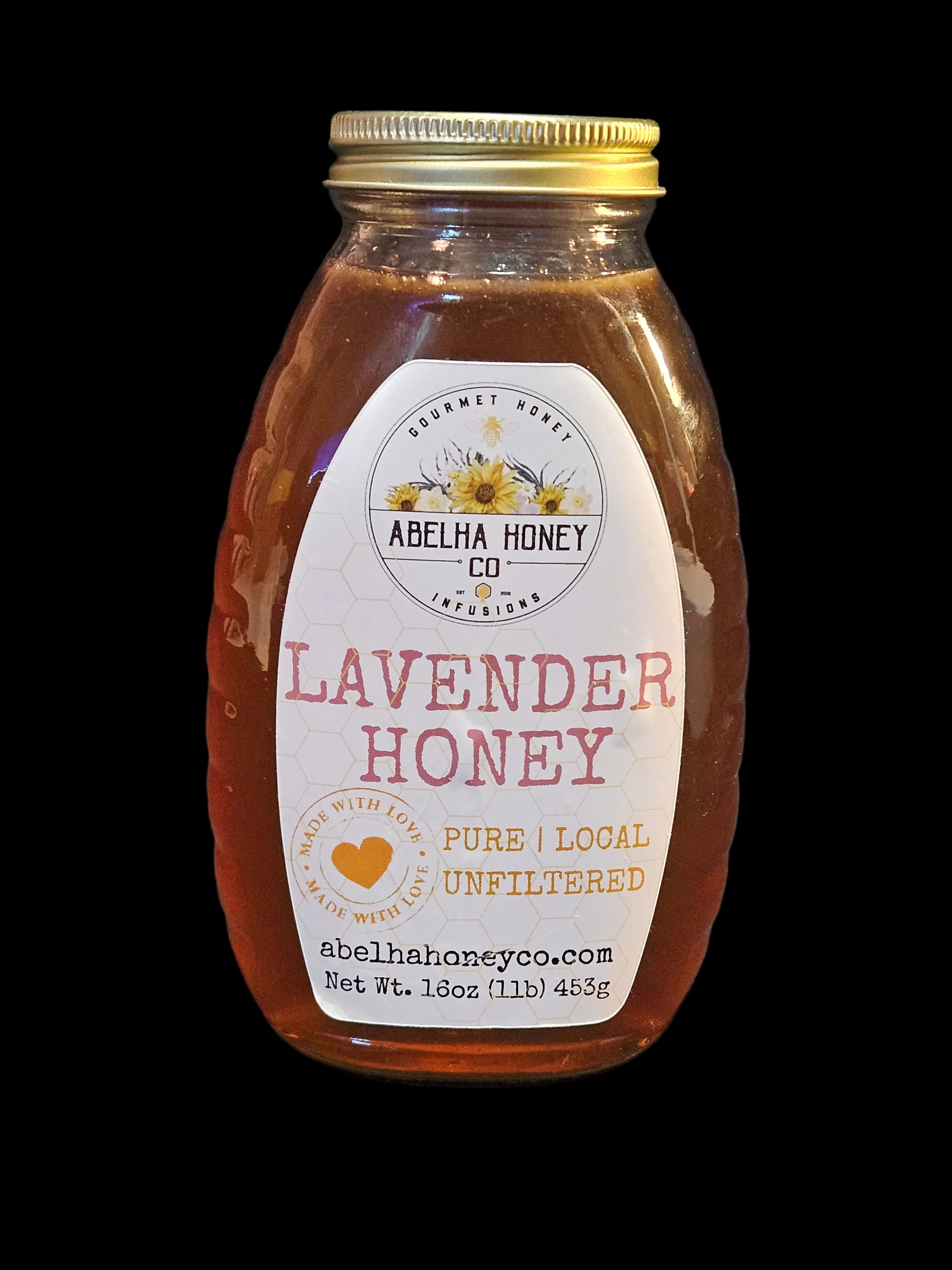 Lavender Gourmet Infused Honey | 16oz Glass Jar | Raw Pure Local | Organic | Artisan | Sleep | Small Batch