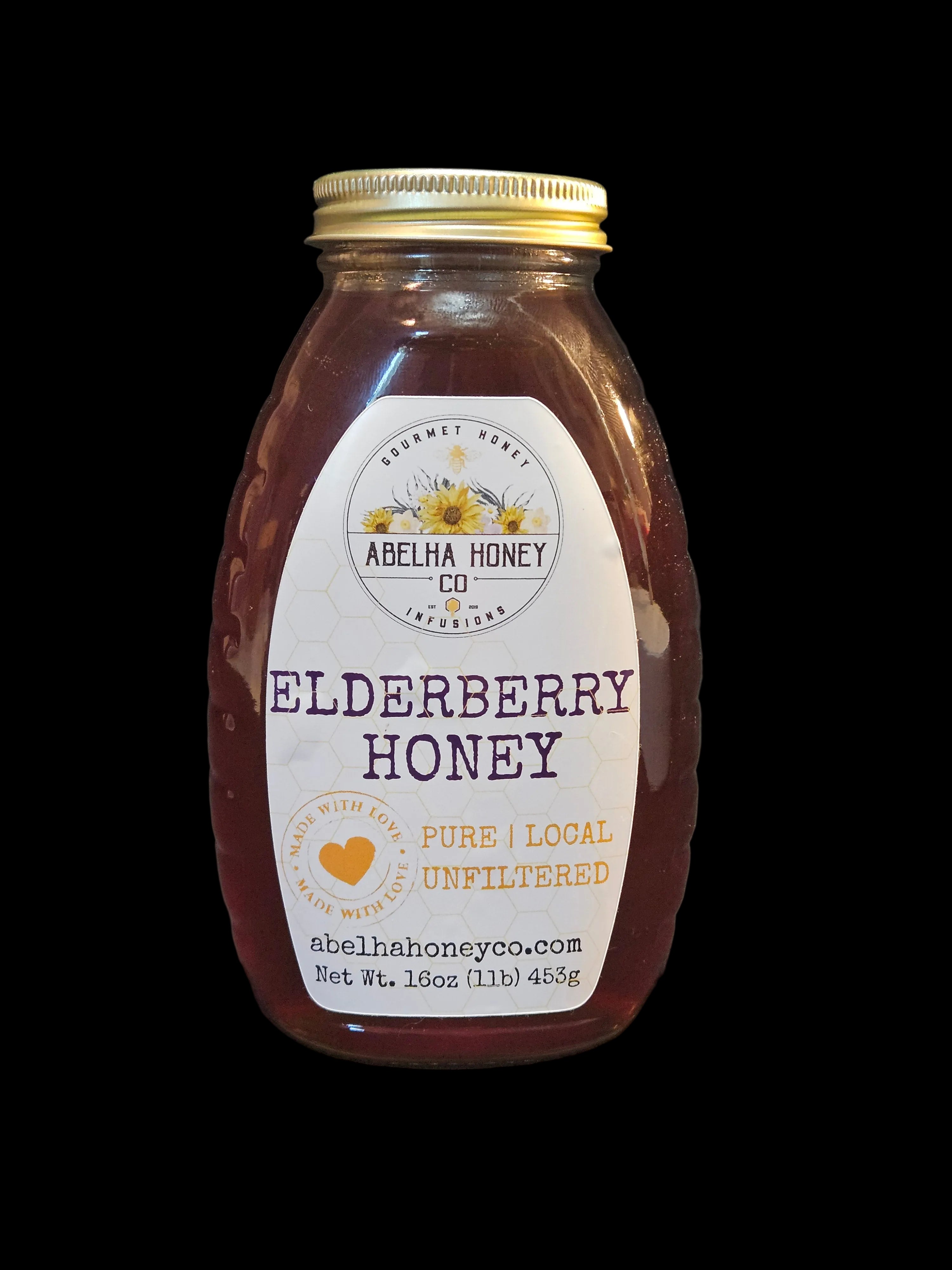 Elderberry Gourmet Infused Honey | 16oz glass jar | Raw Pure Local | Immune Support | Antioxidant | Small Batches | Gift | Sustainable